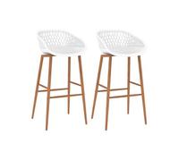 vidaXL Chaises de bar Lot de 2 Plastique intérieur non pliable H. 95.5 cm Blanc