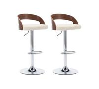 vidaXL Lot de 2 tabourets de bar en simili cuir crème et bois courbé