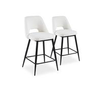 Menzzo Chaises de bar Lot de 2 H. 92,5 cm métal non pliables intérieur beige (Beige G)