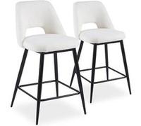 Menzzo Chaises de bar Lot de 2 H. 92,5 cm métal non pliables intérieur beige (Beige G)
