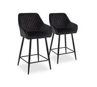 Lot de 2 Chaises de Bar Velours "Onika" 105cm Noir