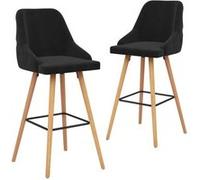 Vidaxl Tabourets De Bar 2 Pcs Noir Velours Noir