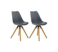 IDIMEX Lot de 2 chaises de Salle à Manger Bolivia pivotantes, Style scandinave Design Nordique avec piètement en Bois Massif, siège Coque rembourré en Plastique Gris