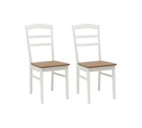 vidaXL Chaise de salle à manger 2 pcs Blanc et Naturel Bois Massif