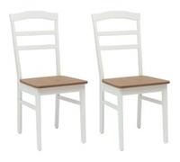 vidaXL Chaise de salle à manger 2 pcs Blanc et Naturel Bois Massif