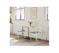 vidaXL Chaise de salle à manger en bois vintage – Assise rectangulaire – Blanc/Gris, lot de 2