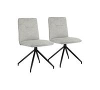 Happy Garden Chaise AREN – Tissu beige, rembourrage mousse, pieds acier noir – Lot de 2