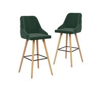 Tabourets de bar lot de 2 vert foncé velours289465