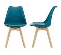 Lot de 2 chaise de bureau milano H. 81 cm non empilable non pliable en bois massif interieur bleu Turquoise G