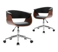 vidaXL Chaises pivotantes à manger lot de 2 noir similicuir