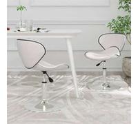 vidaXL Chaises à manger pivotantes hauteur réglable en similicuir blanc - Lot de 2