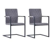 Vidaxl Chaises De Salle À Manger Cantilever 2pcs Gris Foncé Similicuir Gris