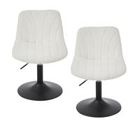 Lot de 2 Chaise de Coiffeuse Réglable, Tabouret avec Dossier, Rotation 360°, Tissu Peluche, pour Coiffeuse, Blanc