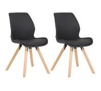 CLP Lot de 2 chaises de salle à manger Luna , Noir /Similicuir noir G