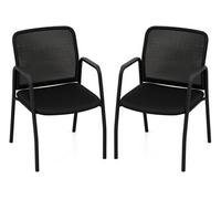 Lot de 2 chaise de conference costway en metal non pliable H. 81 cm interieur noir