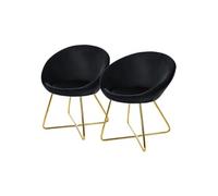 ML-Design Lot de 2 Chaises de Salle à Manger en Velours, Noir, avec Dossier Rond, Assise Rembourrée, Pieds en Métal Doré, Chaise de Maquillage, Fauteuil Ergonomique pour Table à Manger, Cuisine, Salon