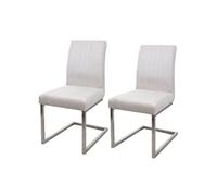 Lot de 2 chaises cantilever HWC-L14, chaise visiteur chaise de conférence, velours inox brossé crème-blanc