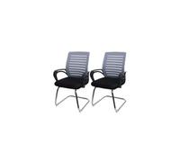 Lot de 2 chaises de conférence HWC-K51 piétement luge, charge max. 150 kg tissu/textile gris