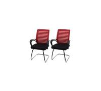 Mendler Chaises de conférence HWC-K51 – piétement luge, charge max. 150 kg, tissu rouge (lot de 2)