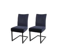 Lot de 2 chaises cantilever HWC-L15, chaise visiteur velours acier époxy anthracite-bleu