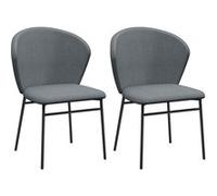 HomCom Lot de 2 chaises grand confort dossier enveloppant piètement acier noir tissu aspect lin gris