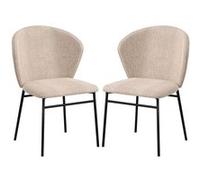 HomCom – Lot de 2 chaises salle à manger, assise tissu lin rembourrée, pieds acier – Marron clair