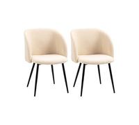 HOMCOM – Lot de 2 chaises salle à manger – polyester, pieds acier – 55x62x80 cm – Beige