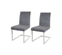 Lot de 2 chaises cantilever HWC-L14, chaise visiteur chaise de conférence, velours inox brossé gris foncé