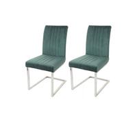 Lot de 2 chaises cantilever HWC-L14, chaise visiteur chaise de conférence, velours inox brossé vert