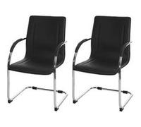 2x chaise de conférence Samara, chaise visiteurs cantilever, similicuir noir