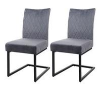 Lot de 2 chaises cantilever HWC-L15, chaise visiteur chaise de conférence, velours acier époxy gris foncé