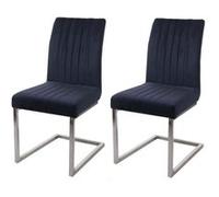 Lot De 2 Chaises Cantilever Hwc-L14 Chaise De Conférence, Velours Inox Brossé Anthracite-Blau Multicolore