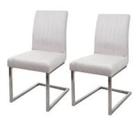Lot de 2 chaises cantilever HWC-L14, chaise visiteur chaise de conférence, velours inox brossé crème-blanc