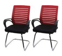 Mendler Chaises de conférence HWC-K51 – piétement luge, charge max. 150 kg, tissu rouge (lot de 2)