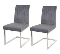 Lot de 2 chaises cantilever HWC-L14, chaise visiteur chaise de conférence, velours inox brossé gris foncé