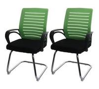 Mendler Chaise de conférence H. 94 cm non pliable polypropylène Vert – Lot de 2