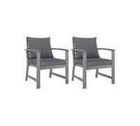 Vidaxl Chaises De Jardin 2 Pcs Avec Coussins Gris Foncé Bois D'acacia Gris