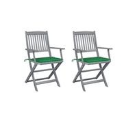 Vidaxl Chaises Pliables D'extérieur 2 Pcs Avec Coussins Bois D'acacia
