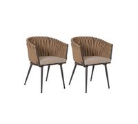 Lot de 2 chaise en aluminium non pliable exterieur beige