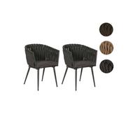 Set De 2 Chaises De Jardin En Aluminium Hwc-N38, Chaise D'extérieur Avec Accoudoirs, Olefin Corde Tressée Rope Anthracite Coussin Gris Foncé Gris