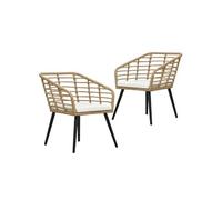vidaXL Chaises de jardin 2 pcs avec coussins Résine tressée Chêne
