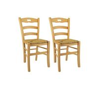 Lot de 2 chaise en bois massif non empilable non pliable interieur H. 88 cm naturel