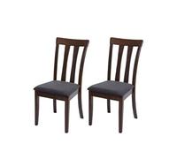 2 X Chaises De Salle À Manger Hwc-G46 Tissu/Textile Bois Massif Cadre Foncé, Gris Foncé Multicolore