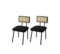 Mendler Chaises de salle à manger HWC-K88 – Lot de 2, bois, poly rotin & métal, assise tissu noir