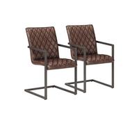 Vidaxl Chaises À Manger Cantilever Lot De 2 Marron Cuir Véritable Marron