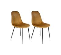 ALESSIA - Lot de 2 Chaises Velours Côtelé Jaune Moutarde - Altobuy Jaune G
