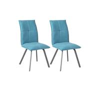Lot de 2 chaise en metal non empilable non pliable H. 95 cm interieur bleu