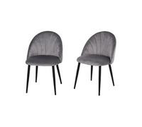HomCom Lot de 2 chaises velours gris pieds métal H79 cm non empilables non pliables