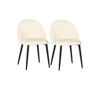 HomCom Lot de 2 chaises velours crème – pieds métal noir – 52 x 54 x 79 cm