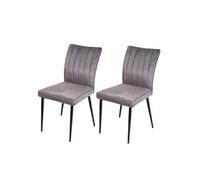 Lot de 2 chaises de salle à manger HWC-K16, chaise de cuisine, velours métal gris foncé